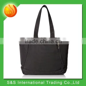 Durable Polyester Reusable Shopping Bag Tote Bag Black thumbnail-1