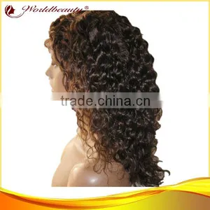 Stock Indian Remy Hair Lace Front Wigs 16" 2# Curly thumbnail-1