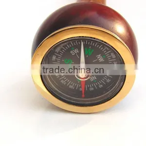 Stylish Wooden Walking Stick/Brown Color Compass Walking Canes/Antique Walking Stick Wk1107 thumbnail-1