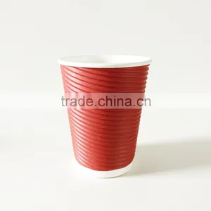 12OZ Hot Saled Insulated Ripple Wall Paper Cups Horizontal Custom Disposable Ripple Cup thumbnail-1