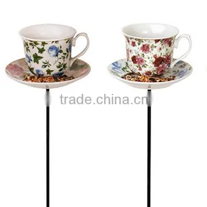 Hanging Teacup Ceramic Bird Feeder thumbnail-3
