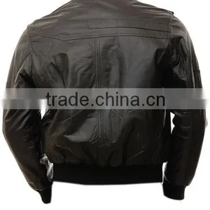 Men's Leather Bomber Jacket in Black: thumbnail-2