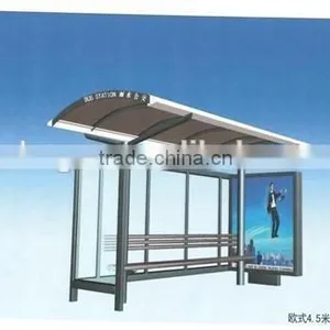 Aluminum & Stainless Steel Outdoor Economic Bus Stop Station With LED Light Box for Advertising thumbnail-1
