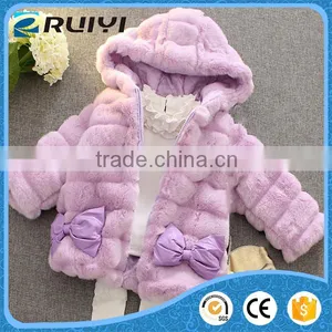 Kids Trench Coat Purple Trench Fur Coat thumbnail-3