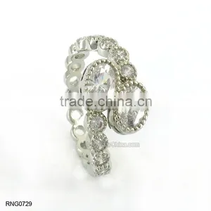 Simple Fashion Engagement Wedding Antique Copper Ring Plated White Gold thumbnail-4