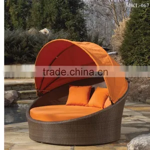 P.E Rattan Luxury Sunbed With Capony - Poly Rattan Wicker Sunbed Patio Furniture thumbnail-2