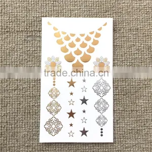 Wholesale Gold Silver Color Metallic Tattoo Temporary Gold Hair and Body Tattoo Sticker Factory thumbnail-3