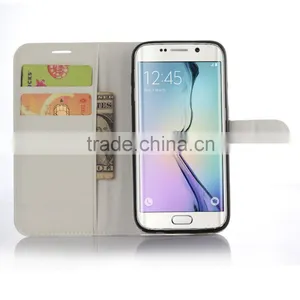 Hot Selling Ultra Thin Lichee PU Leather Case Wallet Folio Flip Cover for Samsung GALAXY S7 Edge thumbnail-3