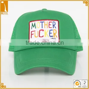 Custom Green Unisex Embroidered Character 5 Panel Curved 100%cotto n Mesh Trucker Baseball Wholesale thumbnail-2