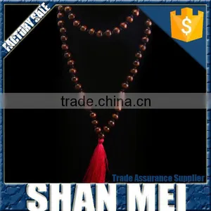 Fashion Necklace Double Layer Wood Beads Chain Necklace With Fluorescent Green Tassel thumbnail-2
