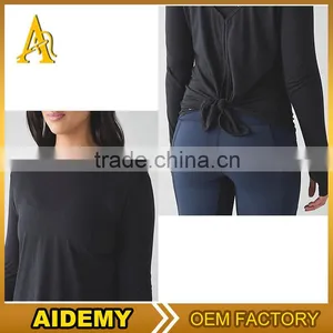 Factory Wholesale OEM Long Sleeve Women Yoga Shirt thumbnail-3