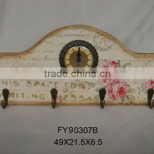 Shabby Cottage Chic French Provence Lavender Wood Coat Rack Wall Hat Hanger Hatrack With Wooden Hooks thumbnail-1