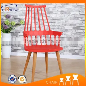 New Design Dining Room Plastic Chair With Wood Legs thumbnail-4