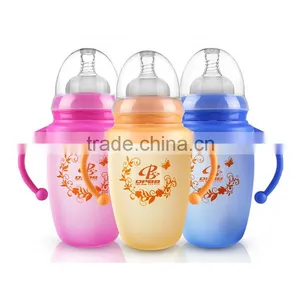 Unbreaking Temperature Sensing Glass Feeding Baby Bottle With Silicone Sleeve thumbnail-1