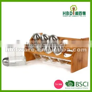 Spice Jar Set With Bamboo Rack Wholesale thumbnail-3