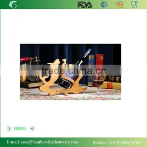 Bamboo Wine Rack Red Wine Holder Single Bottle Holder Mermaid thumbnail-2