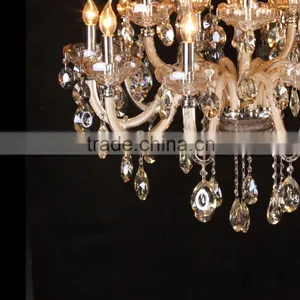 Golden Round Crystal Candle Chandelier thumbnail-5