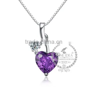 925 Sterling Silver Lover's Heart Amthyest Necklace Fashion Women Necklace Jewelry Supplies 6360477 thumbnail-1