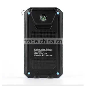 2016 New IP68 Waterproof 10000mah Mobile Solar Charger Power Bank With Led Light thumbnail-3