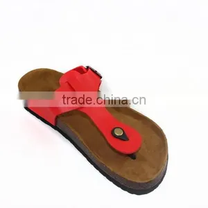 2015 Red Flip-flops Cork Outsole Lady Leather Sandal Shoes thumbnail-4