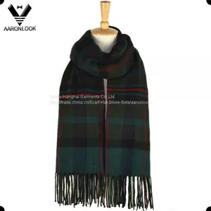 2017 Fashion New Unisex Acrylic Cashmere Brushed Stripe Plaid Scarf With Fringes thumbnail-3