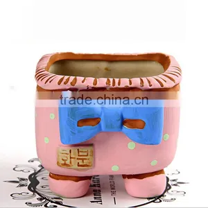 New Design Korean Style Bowknot Spots Small Ceramic Succulent Planter thumbnail-6