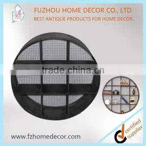 Decorative Metal Round Cube Wall Shelf With Divisions and Meshes thumbnail-1