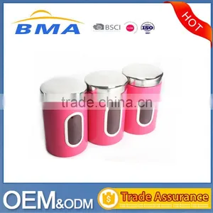 Cute Pink Kitchen Food Storage Canister,Stainless Steel Canister Set thumbnail-1