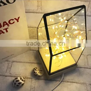 Creative DIY House Design Fireworks Silver Flower Glass House Atmosphere Night Light, Decorative Table Bedroom Warm Night Light thumbnail-4