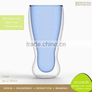 Novelty Blue Decorated Drinking Glass Cup thumbnail-1