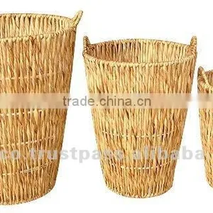 Indoor Basket 3 Pcs/ Water Hyacinth Round Baskets thumbnail-1