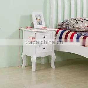 Set of Two Small Traditional Style Bedside Table in White thumbnail-4