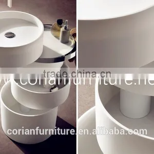 Acrylic Solid Surface Round Bathroom Wash Stand thumbnail-2
