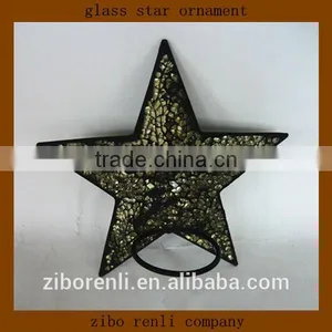 Christmas Decoration Golden Mosaic Glass Star Ornament thumbnail-1