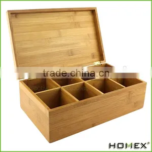 Usefull Bamboo Tea Box With Hinged Lid 100% Natural Bamboo 8-Compartment Tea Storage Box Tea Bag Holder/Homex_Factory thumbnail-2