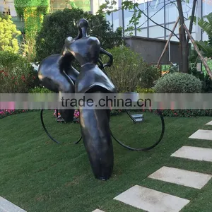 Fiberglass Lover Sculpture With Bike thumbnail-5