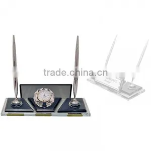 JINGYAGE Office Table Set Crystal Pen Holder Set With Clock thumbnail-1