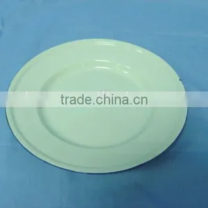 Yellow Cream Green Enamelware Cast Iron Soup Plates Plain thumbnail-3