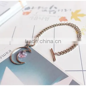 Hollow Moon Heart Crystal Charms Bracelet Simple Chain Bracelet thumbnail-4