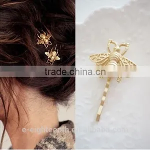 Fashion Gold Tone Bee Hairpin Side Clip Hair Accessories Hair Clip Hairpin For Women thumbnail-1