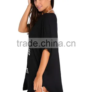 Casual Women Summer Style Letter Print Summer Bathing Suit Cover Up Beach Dress For Swimwear Wholesale Custom thumbnail-5