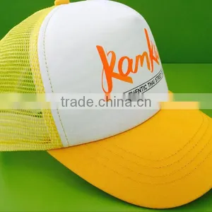 Cotton Orange Mesh Caps With Silkscreen Printing thumbnail-1