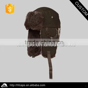 Good Quality Warm Custom Cheap Mens Sherpa Lining Green Trapper Hat thumbnail-1
