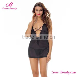 High Quality Deep V Lace Women China Babydoll Lingerie thumbnail-1