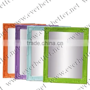 Colorful Rectangle Finish Wood Beveled Wall Mirror thumbnail-1