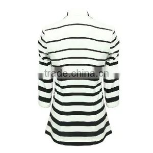 Ladies Top Fashion White and Black Striped Blazer 2015 for Autumn thumbnail-2