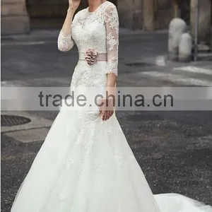 Lace Long Sleeve Ball Gown High Neck Wedding Dress Pattern 2015 thumbnail-1