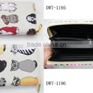 New Stylish Canvas Cotton Zipper Round Print Dog Wallet thumbnail-1