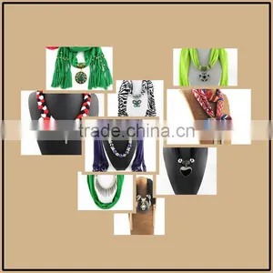 Mix Fashion Alloy Charm Pendant Polyester Scarves Custom Long Jewelry Scarves Shawls Cheap Pendant Scarves thumbnail-1