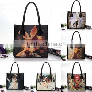 2014 Women Fashion Synthetic Leather Handbag Printing Bag Oil Painting Small Handbag SV009434# thumbnail-1